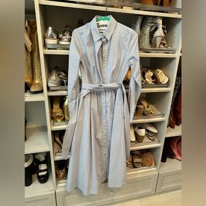 1901 blue and white striped long sleeve dress